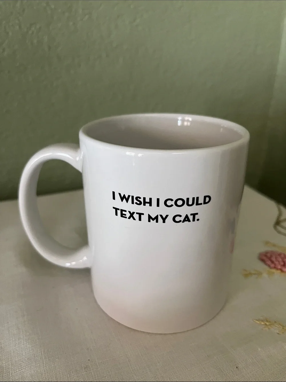 Sapling Press “I Wish I Could Text My Cat” Coffee Mug Funny Cat Lover Gift